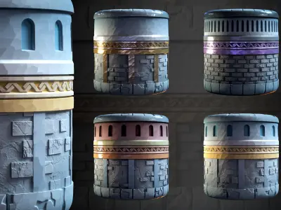 Wall Stylized - VOL 10 - SBsar - Maps 3D model