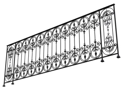 Forged Balcony Railing Pl52-EM 3D model
