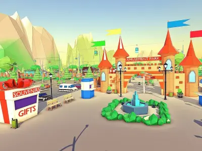 Amusement Park Low-poly 3D model