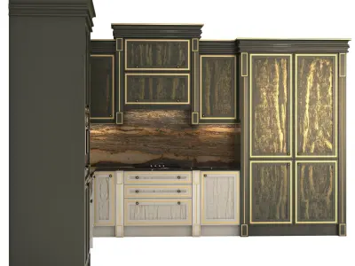 kitchen with cabinets and counter tops Free 3D model