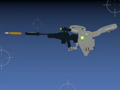 Sniper Grey Drone Robot  Low-poly 3D model