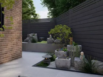 Garden Landscape 3D Model - SketchUp and Lumion Scene-PLAN 3D model