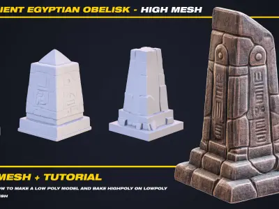 15 Ancient Egyptian Obelisk High Mesh - Tutorial Vol 1 Low-poly 3D model