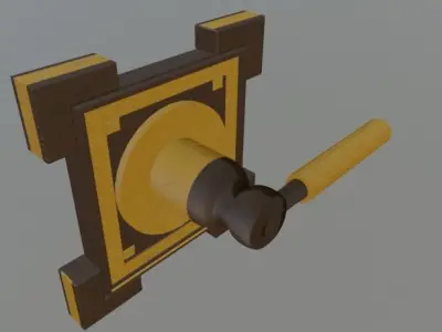 Wooden Door Handle Free 3D model