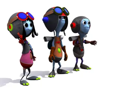Cartoon Character Set 03 - Cuties 3D model