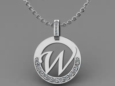 W Letter Pendant 3D print model