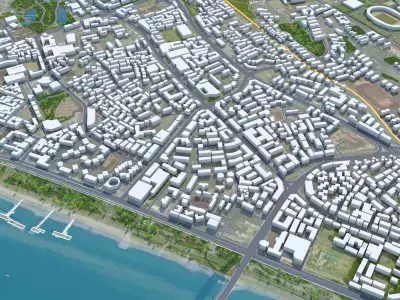 Yichang Hubei China 40km Low-poly 3D model