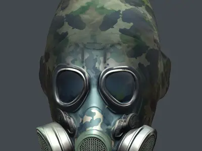 Gas mask helmet 3d model military combat Low-poly Low-poly 3D model