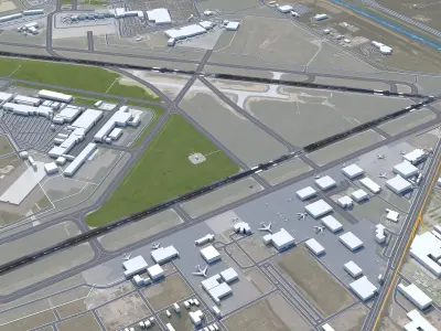 Bill and Hillary Clinton National Airport 10km Low-poly 3D model