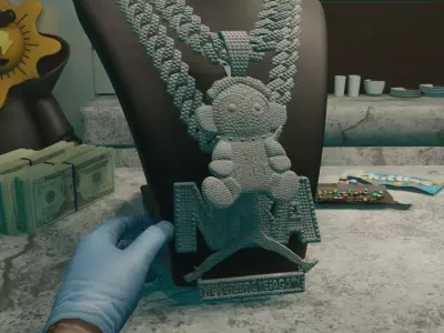 NBA YOUNGBOY MONKEY PENDANT CHAIN Low-poly 3D model