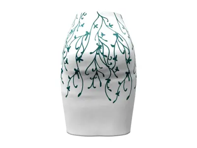 Flower Pattern Knee Length White Pencil Skirt Low-poly 3D model