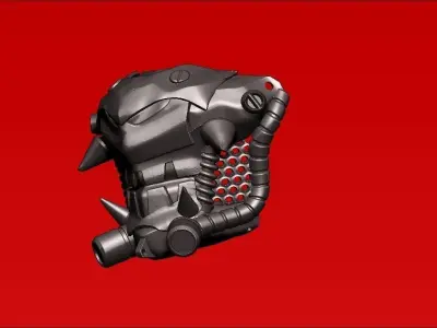 japanese oni scifi demon robot mask 3D print model