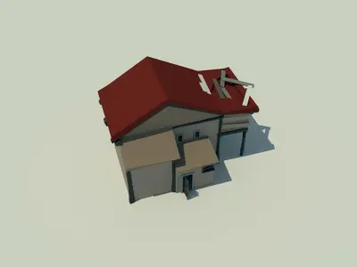 Low poly House with roof Low-poly 3D model