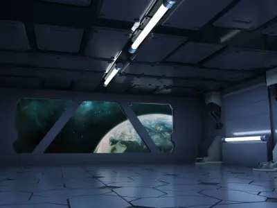 scifi sci fi blender interior corridor hallway futuristic 3D model