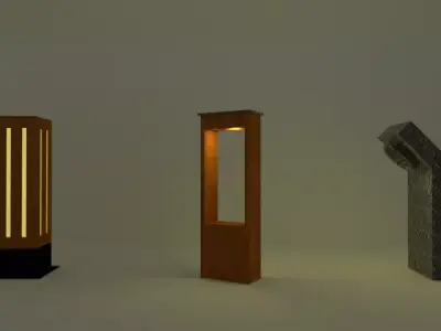 Garden Bollard Lights  Free low-poly 3D model