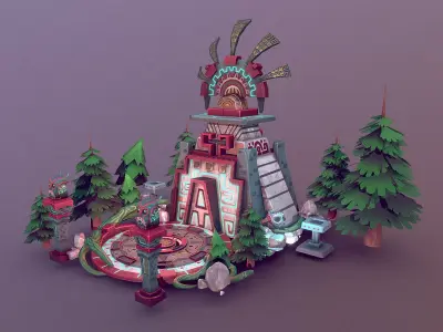 Aztec Temple Low-poly 3D model
