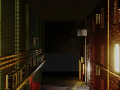 Urban Alley - Low Poly  Low-poly 3D model