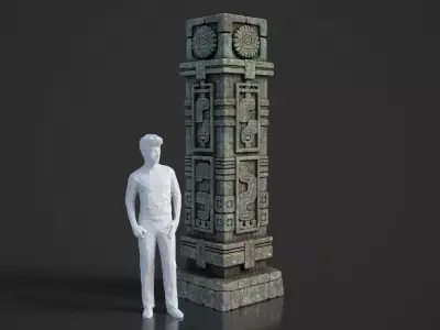 9 Mayan Temple Columns 3D Asset Pack 250808 Low-poly 3D model