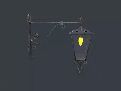 Old Vintage Wall Street Lamp Low-poly PBR Low-poly 3D model