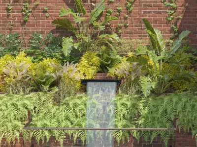 Garden Greenwall with Fountain 3D model