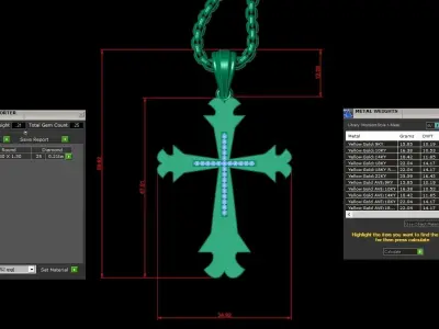 High Cross Pendant Light Gold 18K 3CP039 3D print model