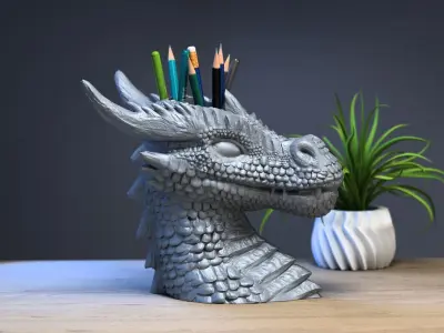 dragon pen holder Cyborg dragon pen holder 3D print model