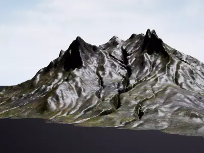 Highly detailed mountain environment asset Low-poly 3D model
