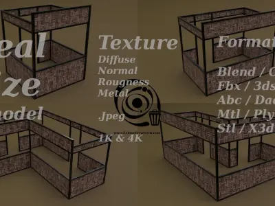 Stall stand Set 4M1T 02 R Low-poly 3D model