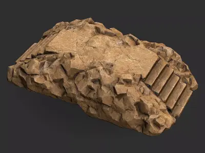 Stairs stone staircase 05 Low-poly 3D model