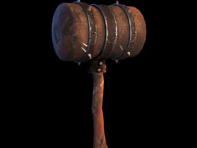 Medieval Hammer Stylize Weapon  Low-poly 3D model