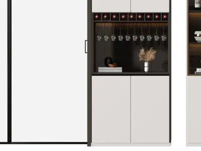 Modern cabinet door wine Sliding 3D model