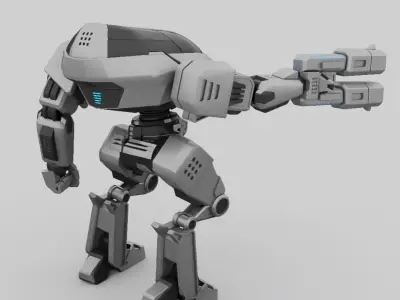 Cap robot rigged - animated character 3D model