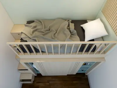 Child Bed Design Study Desk wardrobe design 3D model