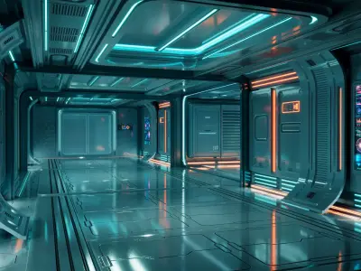 Sci-Fi Corridor Station Interior 3D model