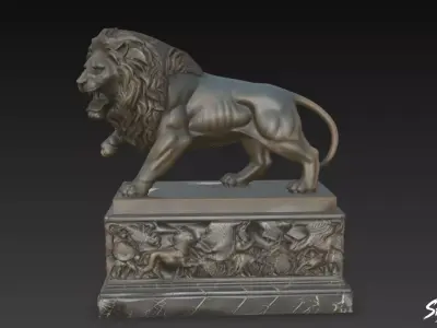 Lion Statue V14 Low-poly 3D model