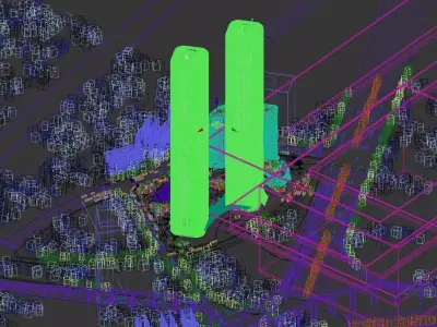 Modern Twisted Twin Skyscrapers Complex 3D model