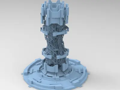 Financial district brutalist architecture tower 1 3D model