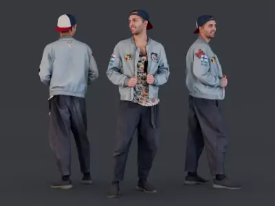 Casual Man in a Bomber Jacket 3D model