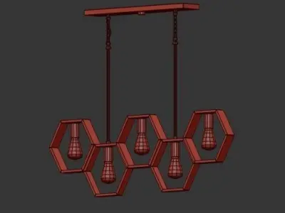 MODERN HEXAGON LINEAR CHANDELIER 3D model