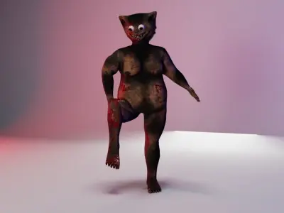 bloody cat - Scary character game ready   Low-poly 3D model