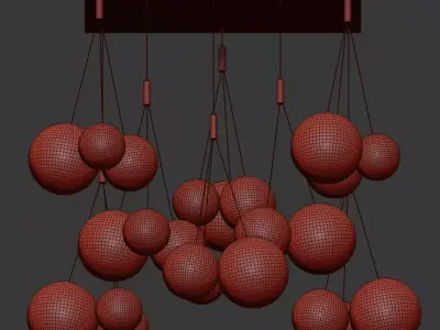 Pendant Light Crystal Cascade Gold 3D model