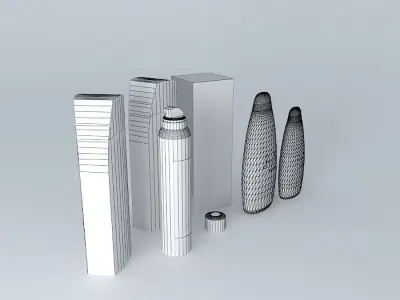 Set of Shampoos Glass Packaging Free 3D model
