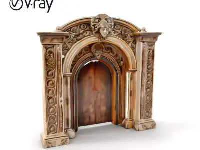Ornate Medieval Doorway Model Pack Low-poly 3D model