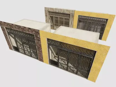 street shops with 3k pbr textures Low-poly 3D model