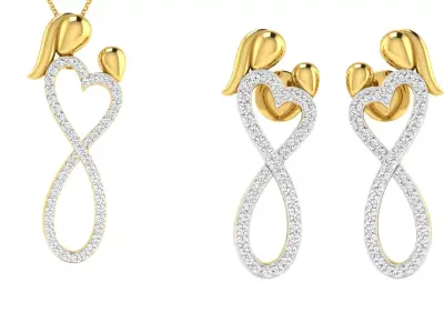 Pendant Earring Set 3dm STL OBJ FBX Render Details 3D print model 2