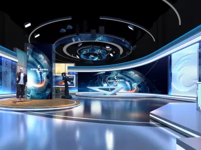  live broadcast studio Low-poly 3D model