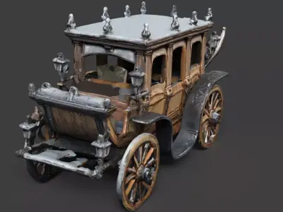 Chinese Ancient Carriage Figure   Low-poly 3D model
