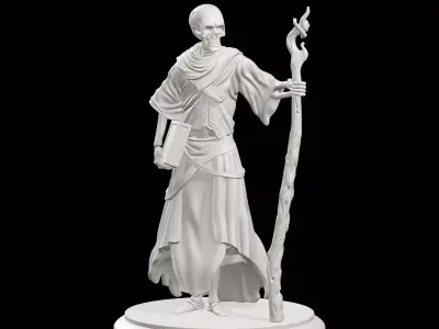 Necromancer Fantasy RPG Miniature On Base 3D print model