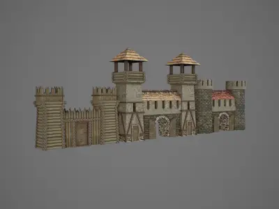 Gates medieval castle Low-poly 3D model