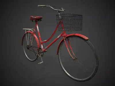 Stylish vintage bicycle Low-poly 3D model